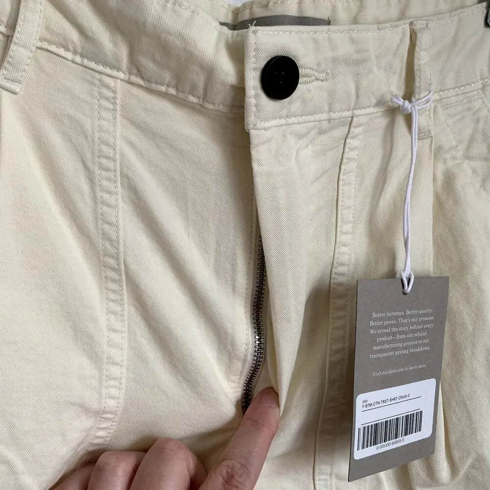 NWT‎ Everlane Sz 0 The Tourist High Waist Rolled Hem Shorts in Bone Ivory White